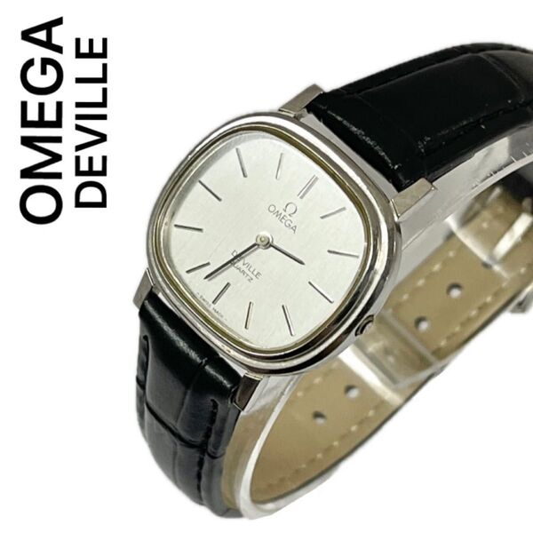 稼働 OMEGA DEVILLE プッシュボタン レディースクォーツ オメガ デビル ビンテージ シルバー 2針
