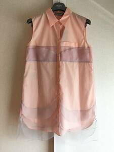 18SS new goods Prada top class shirt One-piece 42 PRADA dress blouse Italy made auger nji- pink gray 