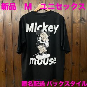 新品未使用 M ユニセックス Tシャツ ミッキー 匿名配送 ビッグスタイル 刺繍 バックプリント XL レディース ディズニー