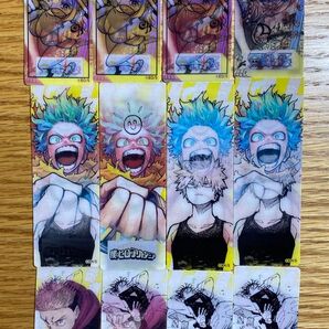 ナツコミ レンチュラーしおり ワンピース、僕のヒーローアカデミア、呪術廻戦(各4枚)12枚セット