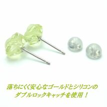 K10WG レモンクォーツ フラワーカービング ピアス 薔薇 ローズ ジュエリー ホワイトゴールド_画像4