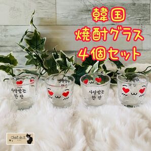 【新品未使用】韓国 焼酎グラス 1箱4個入り