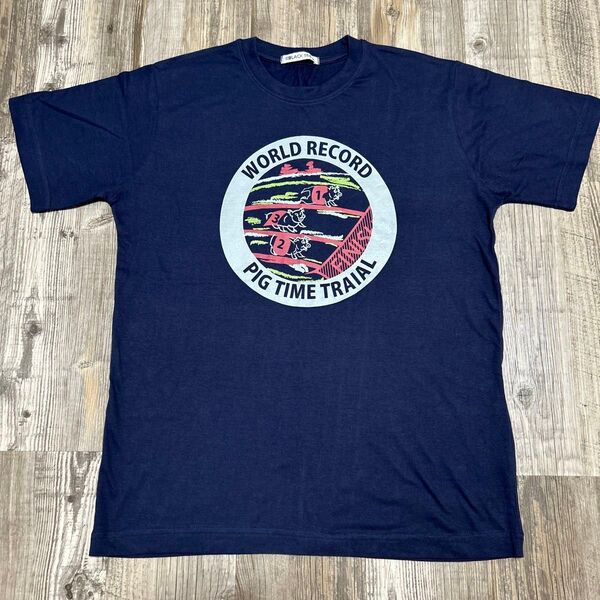 BLACK BEE WORLD RECORD PIG豚 メンズTシャツサイズM カラー/ネイビー 美品