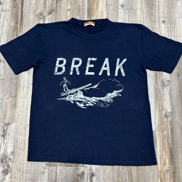 Free Beat「BREAK」波乗り・サーフィンTシャツ 背番号「80」サイズM カラー/ネイビー ヴィンテージ90s美品