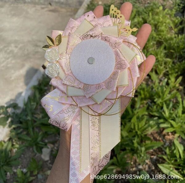ロゼット 54mm~57mm 推し活 痛バ デコ ピンク バラ 薔薇 花