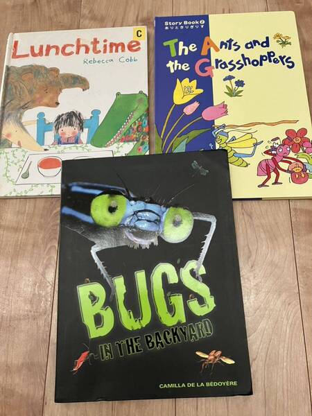 英語絵本 3冊 しかけ アリとキリギリス 虫図鑑 Lunchtime 仕掛け絵本 三冊 BUGS The Ants and the Grasshoppers