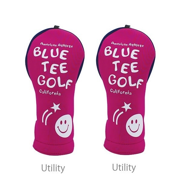 ◎『HC34タイプ』 2本セットブルーティーゴルフ【UTピンク:ストレッチスマイル 】ユーティリティ用カバー HC-34 BLUE TEE GOLF 送料無料