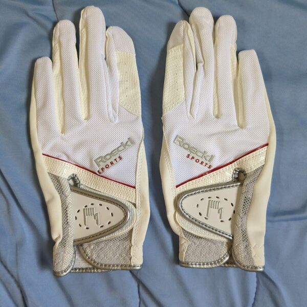 新品 乗馬用グローブ ロッケル白 MADRID 6,5