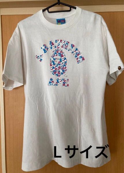 【訳あり:希少】A BATHING APE アベイシングエイプ 都市限定 NY カレッジロゴ Tシャツ Lサイズ