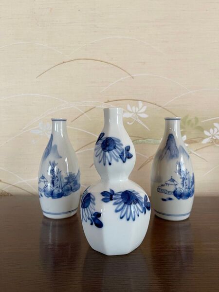 【酒3】徳利 日本酒 作山窯 美濃焼 八角形 3本 まとめ売り