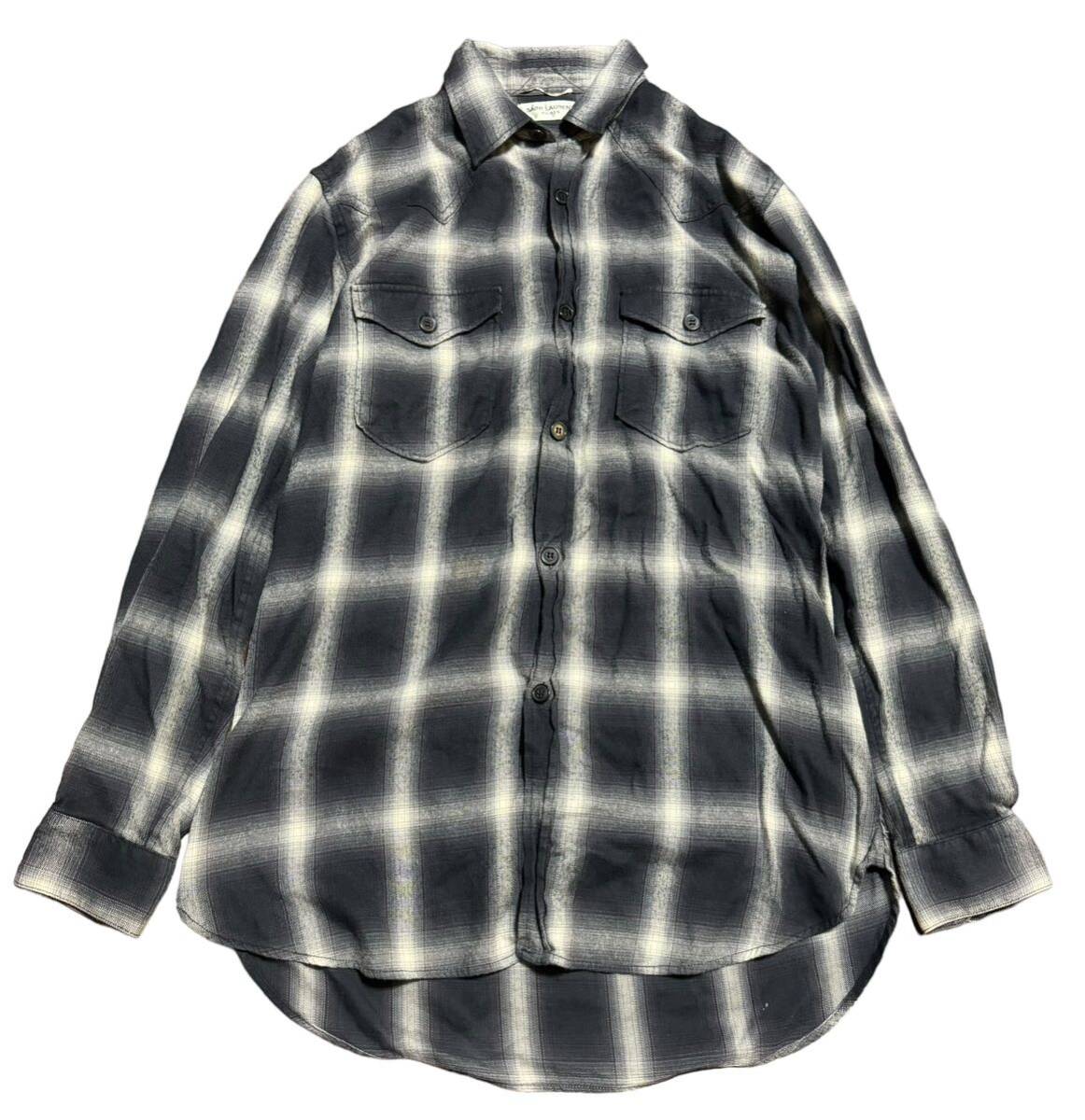 Yahoo!オークション -「saint laurent チェック シャツ」(イヴ Yahoo!オークション -「saint laurent チェック シャツ」(イヴ
