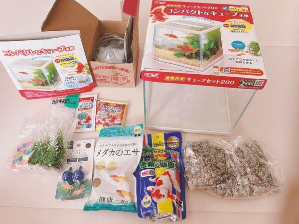初めて飼育簡単セット ガラス水槽セット 金魚元気 水槽 金魚
