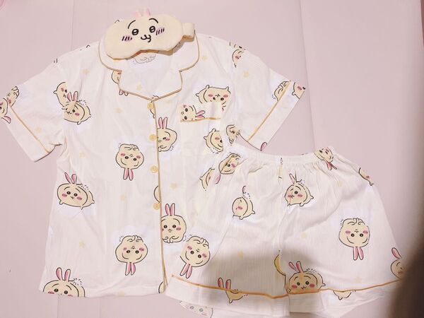ちいかわ ルームウェア パジャマ 夏 うさぎ 部屋着 半袖 半ズボン 新品未使用 アイマスク