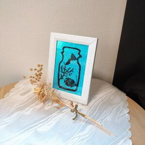 インテリア雑貨 夏 熱帯魚 珊瑚 瓶 切り絵 フォトフレーム