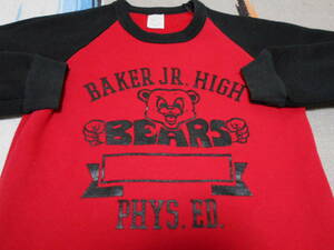 １９７０S BAKER JR. HIGH BEARS PHYSICAL EDUCATION ビンテージ ラグラン スウェット MADE IN USA カレッジ アメカジ VINTAGE FOOTBALL