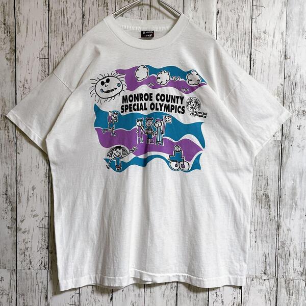 90's フルーツオブザルーム USA製 アメリカ製 ビンテージTシャツ XL 白 ウェンディーズ協賛 企業 シングルステッチ HTK4539