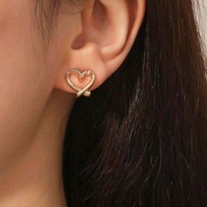 オープンハート イヤリング イヤーカフ ゴールド アクセサリー シンプル