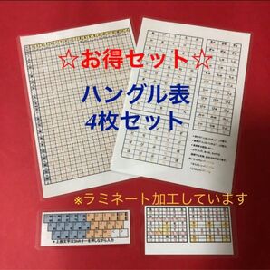 ハングル表 4枚セット A5