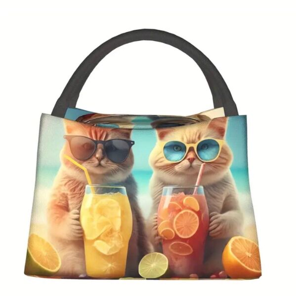 sale☆猫柄 保温保冷バッグ トートバッグにも♪ ジュースを飲むネコ