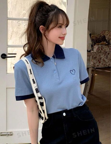 SHEIN DAZY ポロネック Tシャツ