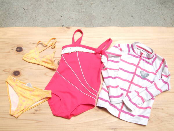 USED!キッズ女の子ワンピース&セパレート水着110センチ3点セット