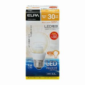 送料無料★即決 ELPA LED電球 一般電球A形 30W形 E26口金 電球色 クリアー LDA4CL-G5051 新品税込