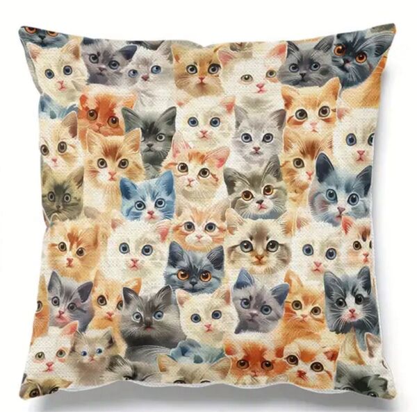 猫柄 クッションカバー 45 × 45センチ