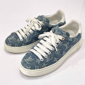 LOUIS VUTTON ルイヴィトン タイムアウト ライン モノグラム デニム スニーカー 1A7RB3 レディース サイズ37(約23.5cm) 袋付き 送料無料