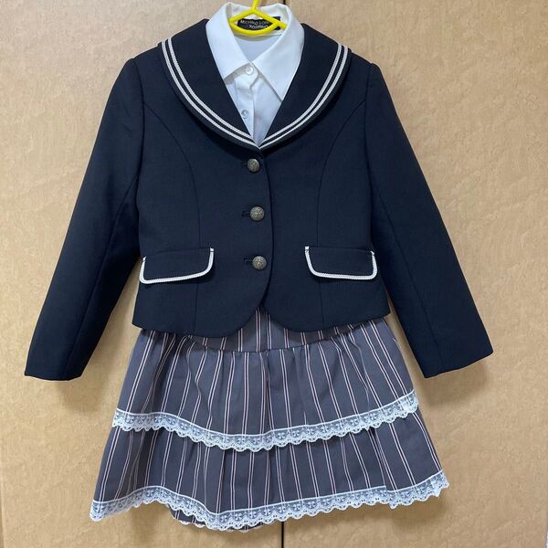 フォーマルスーツ 入学式 卒業式 女の子 120 ミチコロンドン ブレザー ブラウス スカート3点セット