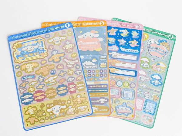 【シナモロール】 トゥインクルデコシール ジャンボシールダス200 ラメ入りぷっくりキラキラシール 全4種 セット サンリオ シナモン