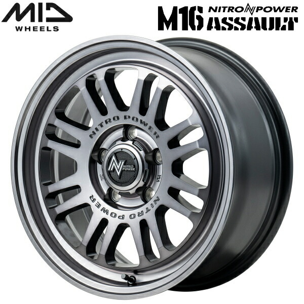 MID NITRO POWER M16 ASSAULT 4本 スティールクリア 7.0-16 5/114.3+40