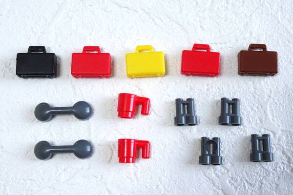 LEGO レゴ カスタム パーツ 部品 ミニフィグ 小物 受話器 電話 双眼鏡 バッグ コップ マグカップ ブリーフケース 黒 黄 赤 グレー 茶