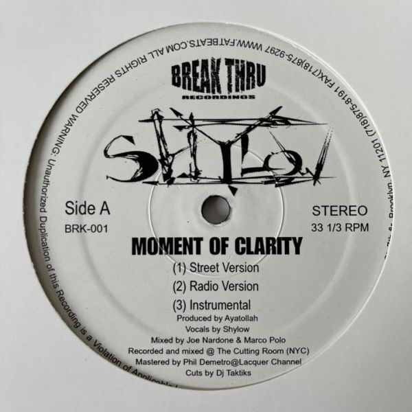 Shylow - Moment Of Clarity / The Greatest (USオリジナル/プロモ/Promo/アングラ)