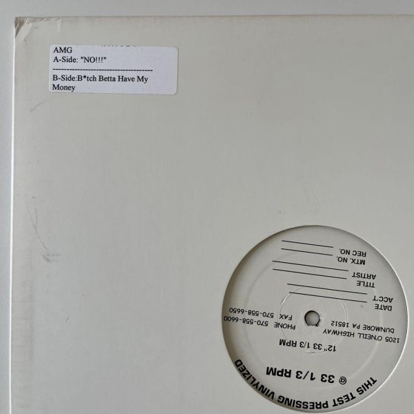AMG - No / Bitch Give Me Back My Money (テストプレスオンリー/Test Press/USオリジナル)