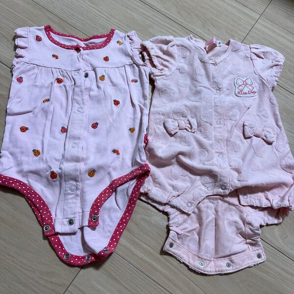 ロンパース 半袖 ベビー ピンク 女の子夏服 70-80?