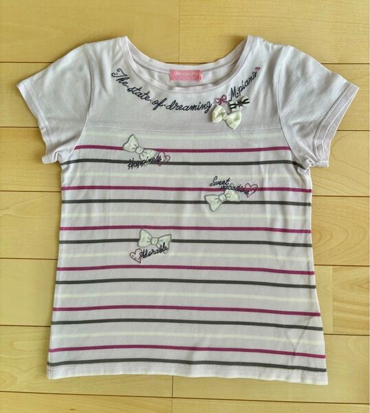 メゾピアノ ☆ 女の子 ボーダー柄 半袖Tシャツ 140 シンプル 夏 おでかけ 通学 普段着
