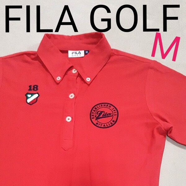 【超美品】FILAGOLF フィラゴルフ 半袖ポロシャツ 半袖 ポロシャツ ゴルフ 半袖ボタンダウンシャツ レディースM