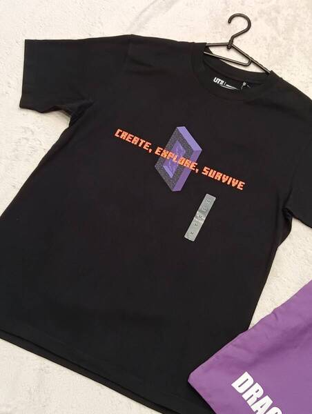 M 新品 ユニクロ マインクラフト メンズ Tシャツ 黒