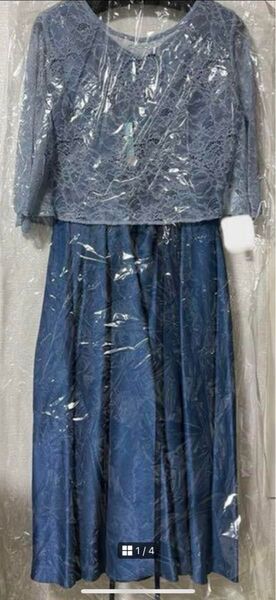 レースボレロ付きシャンタンフレアドレス