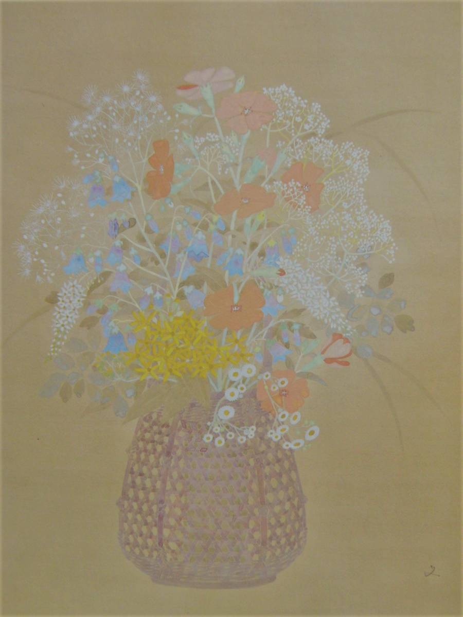 Fumiko Hori, [Fleurs d'été], Livres d'art et gravures rares, Livré avec un nouveau cadre de haute qualité, État : Magnifique, peintre japonais, frais de port inclus, Maca, Peinture, Peinture à l'huile, Nature morte
