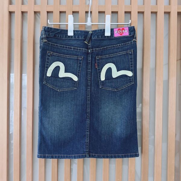 Evisu デニム スカート ピンクタグ カモメプリント