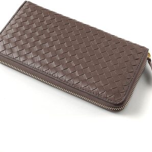 【ブラックフライデータイムセール】【送料込み】【限定】【新品】【税込み】シープレザー羊革☆編み込みメッシュ☆ラウンドウォレットCHO