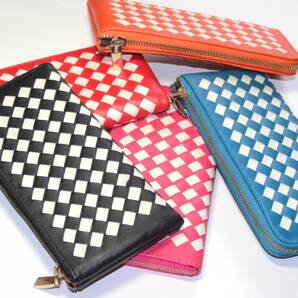 【今月イチオシ限定SALE】【送料込み】【激安】【新品】【税込み】合皮 編み込みメッシュ加工 男女兼用 L字ファスナーロングウォレット