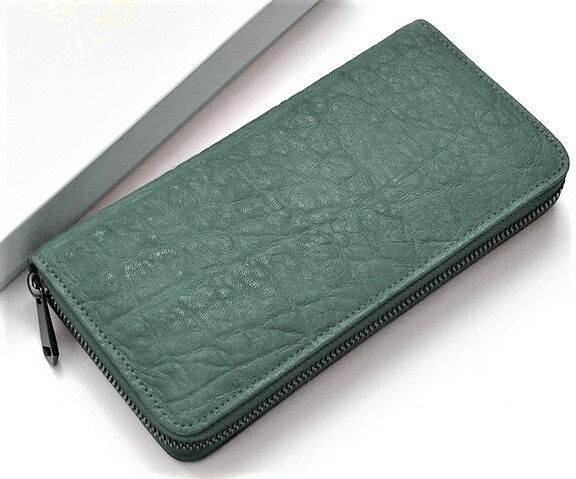 【物価高応援タイムセール】【送料込み】【期間限定】【新品】【税込み】エレファント☆イタリアンレザー☆日本製☆ラウンドウォレット 緑