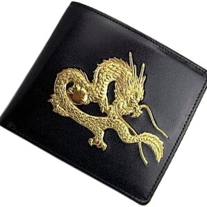 【ブラックフライデータイムセール】【送料込み】【限定】【新品】【税込み】牛革22K金箔☆皇帝龍浮押し☆日本製☆ショートウォレット BK