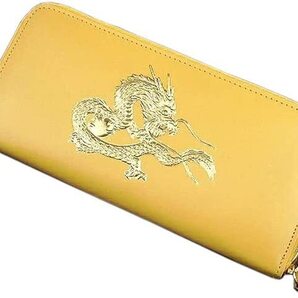 【ブラックフライデータイムセール】【送料込み】【限定】【新品】【税込み】牛革☆22K金箔☆皇帝龍浮押し☆ラウンドロングウォレット YW