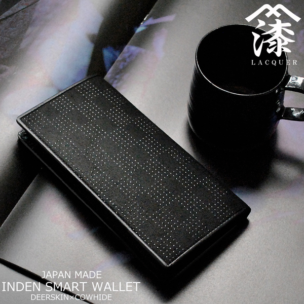 【1点限り赤字大特価】【送料込み】【期間限定】【新品】【税込み】鹿革 牛革 日本製 市松模様柄 印伝 男女兼用 ロングウォレット