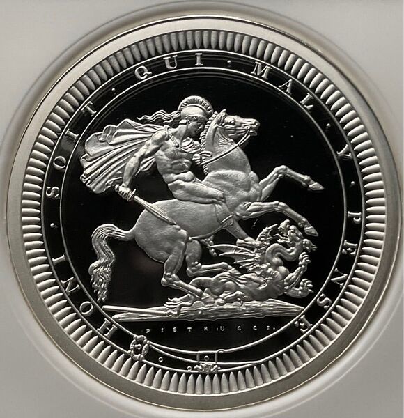 2024年 イギリス 偉大な彫刻家 セントジョージ&ドラゴン 5ポンド 2オンス 銀貨 NGC PF69 ULTRA CAMEO