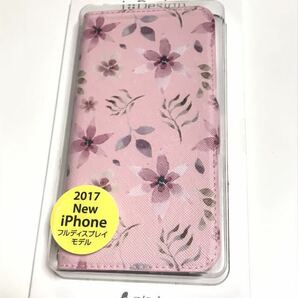 匿名送料込み iPhoneX 用カバー 手帳型 ケース ピンク オシャレ 花柄 フラワー 新品未使用品 Apple iPhone10 アイホンX アイフォーンX/AL0