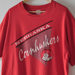 80s fruit of the loom Nebraska Cornhuskers フルーツオブザルーム ネブラスカ大学 フットボール USA製 カレッジ Tシャツ XL レッド